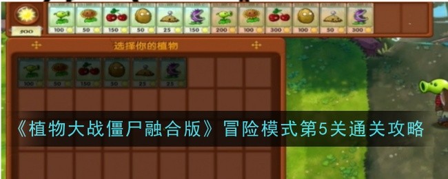 植物大战僵尸融合版冒险模式第5关怎么通关-通关攻略